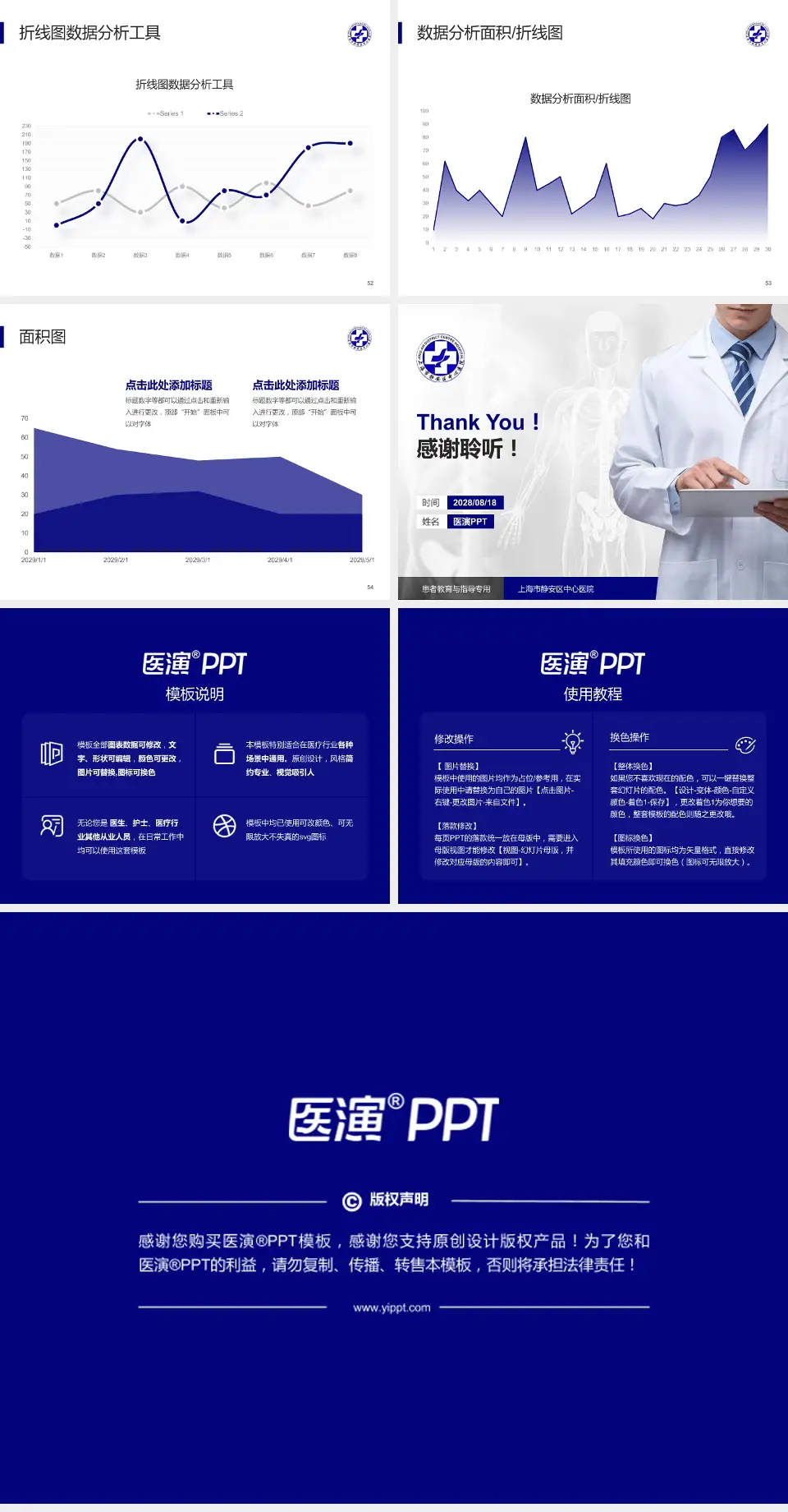 上海市静安区中心医院患者教育与指导PPT模板4:3格式幻灯片预览图7