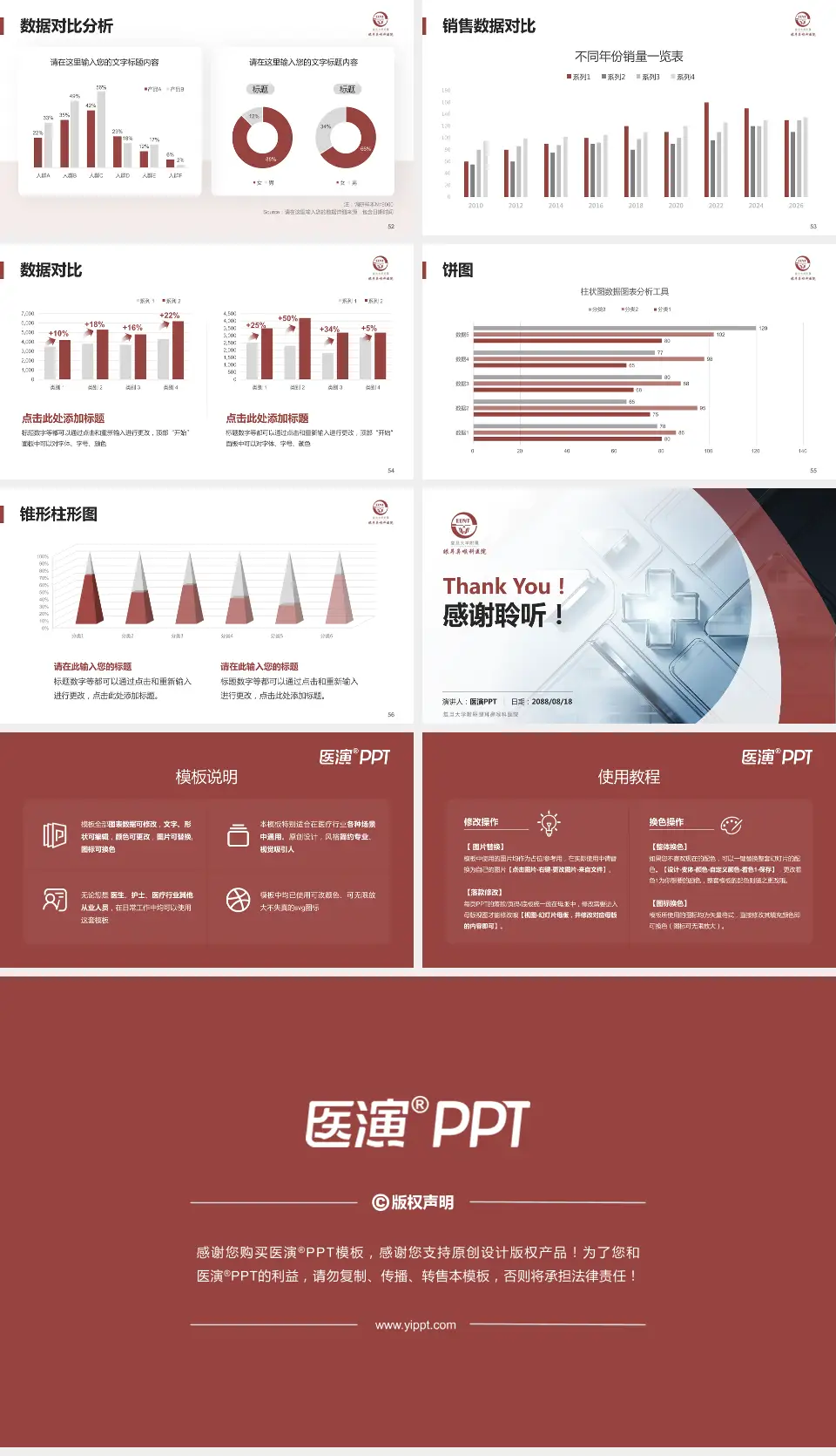 复旦大学附属眼耳鼻喉科医院医疗行业比赛专用PPT模板16:9格式幻灯片预览图7