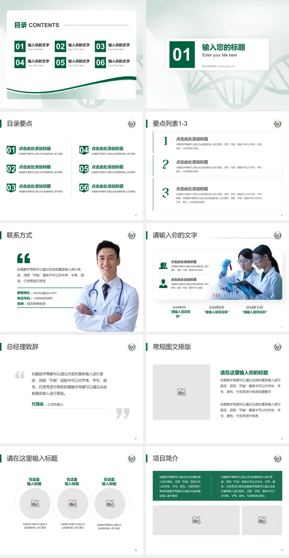 武警上海市总队医院项目申请与汇报PPT模板4:3格式幻灯片预览图2