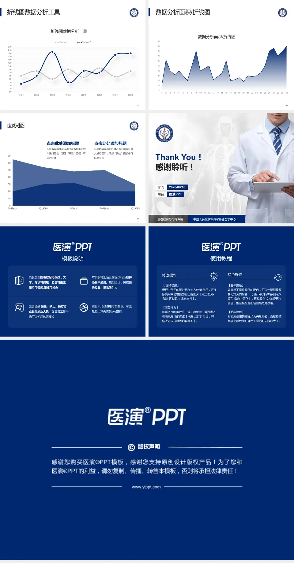 中国人民解放军海军特色医学中心患者教育与指导PPT模板4:3格式幻灯片预览图7