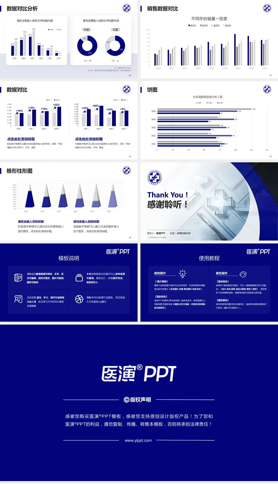 上海市静安区中心医院医疗行业比赛专用PPT模板16:9格式幻灯片预览图7