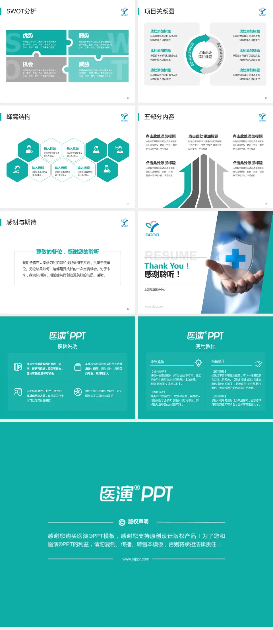 上海儿童医学中心个人求职应聘简历PPT模板4:3格式幻灯片预览图4