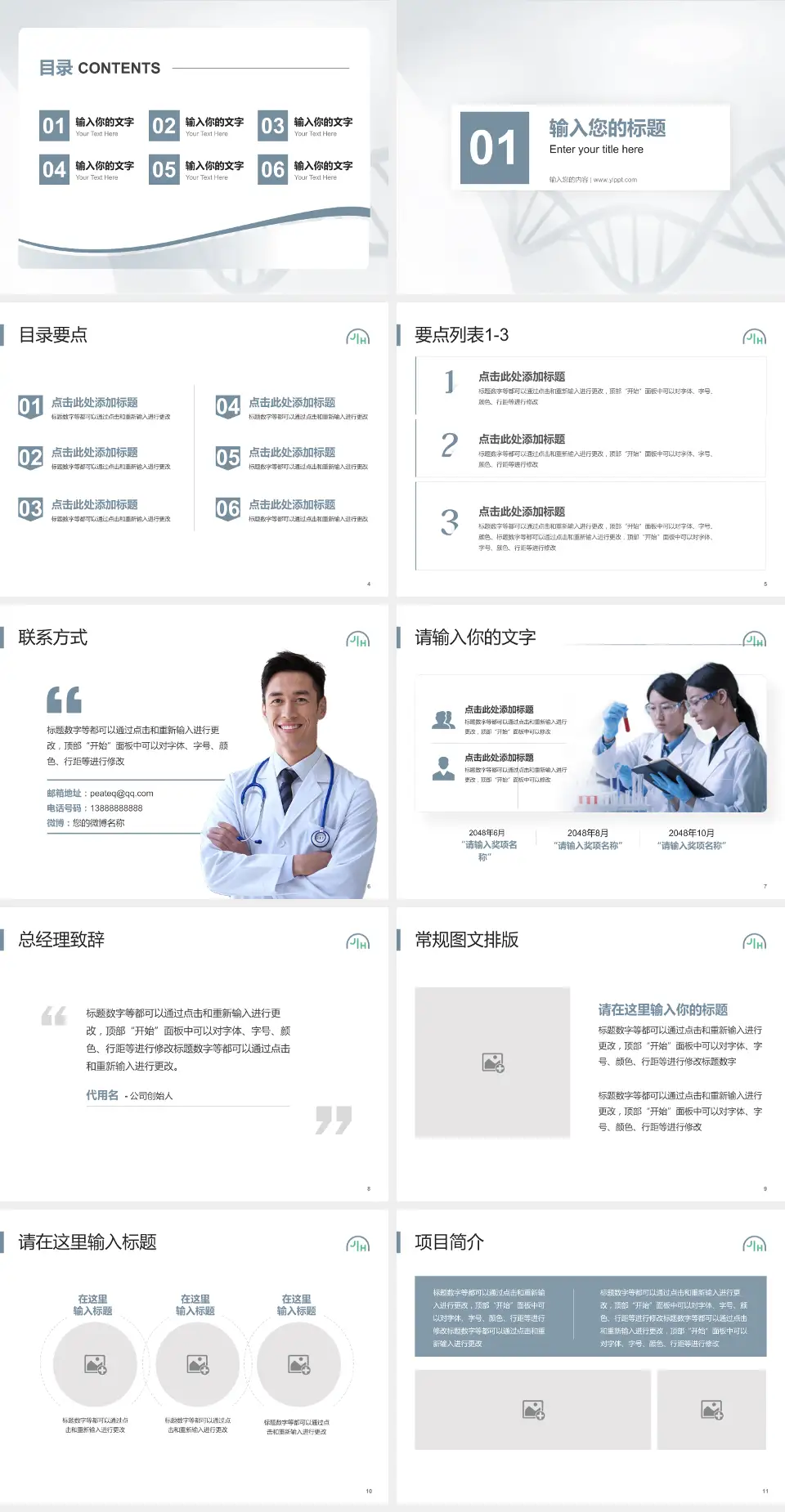 上海嘉会国际医院项目申请与汇报PPT模板4:3格式幻灯片预览图2