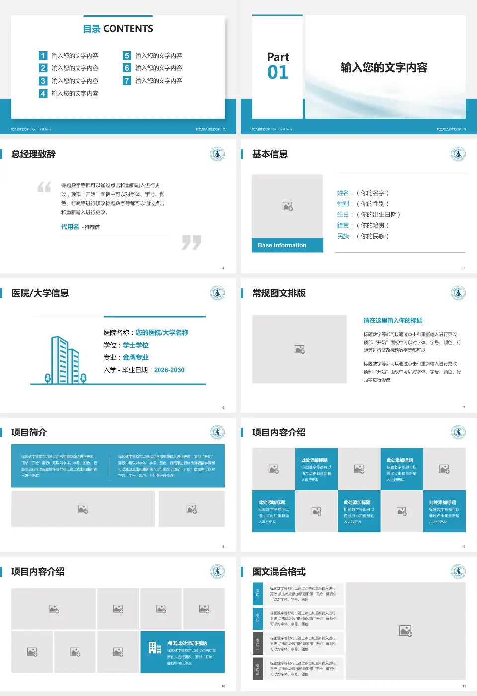 上海市公共卫生临床中心个人求职应聘简历PPT模板16:9格式幻灯片预览图2