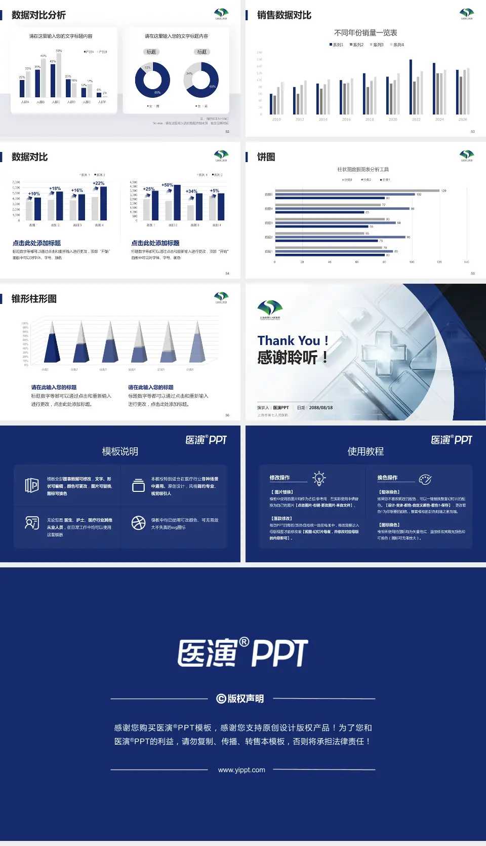 上海市第七人民医院医疗行业比赛专用PPT模板16:9格式幻灯片预览图7