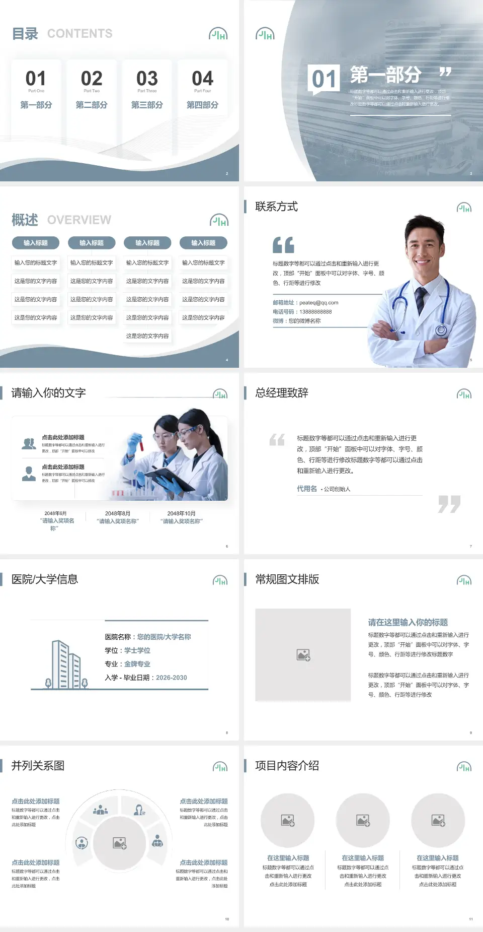 上海嘉会国际医院会议与研讨会PPT模板4:3格式幻灯片预览图2