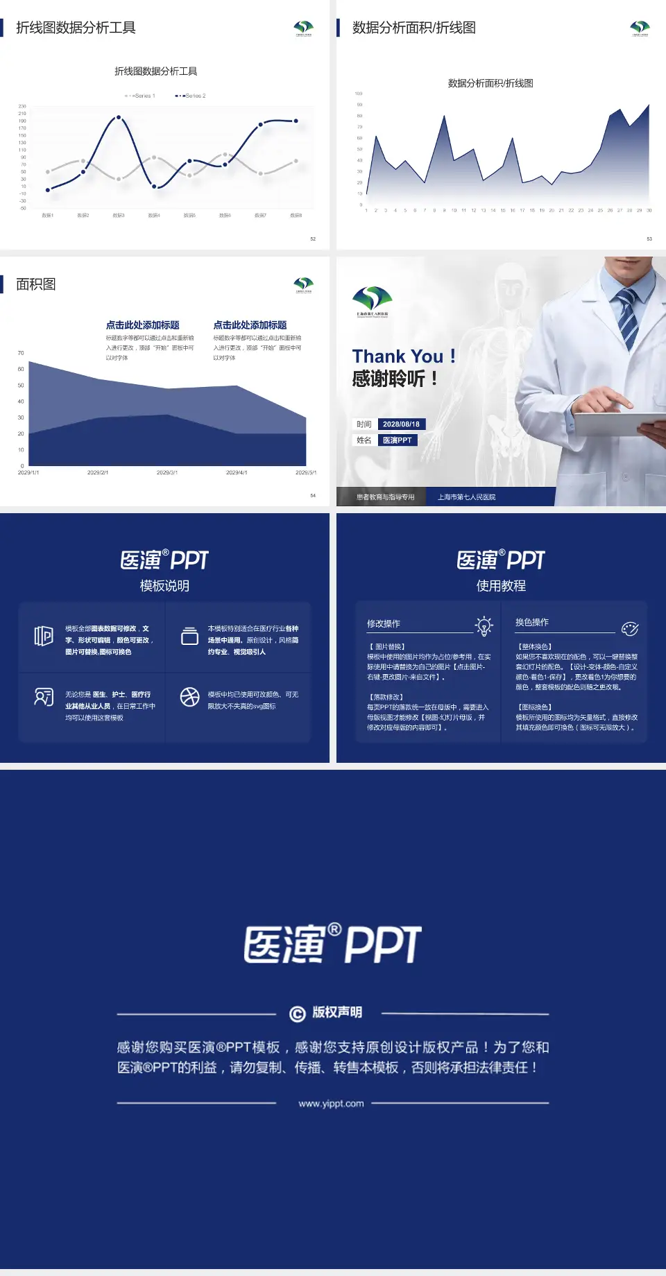 上海市第七人民医院患者教育与指导PPT模板4:3格式幻灯片预览图7