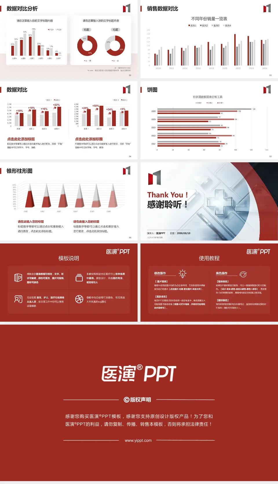北京大学肿瘤医院医疗行业比赛专用PPT模板16:9格式幻灯片预览图7