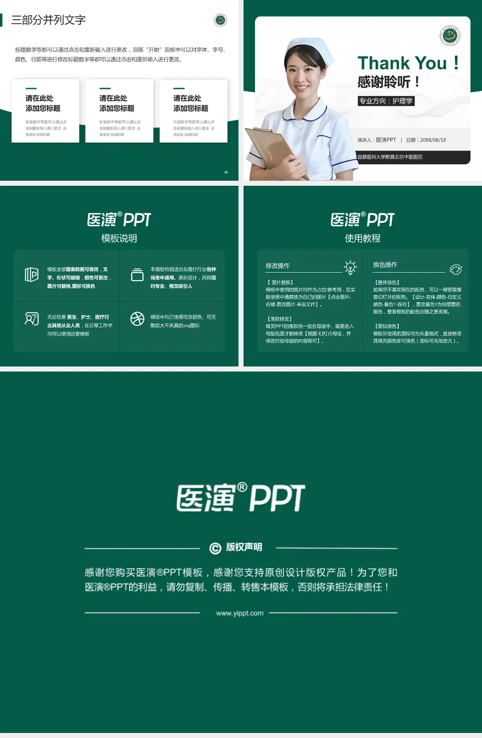 首都医科大学附属北京中医医院护理专业职业生涯规划PPT模板4:3格式幻灯片预览图6