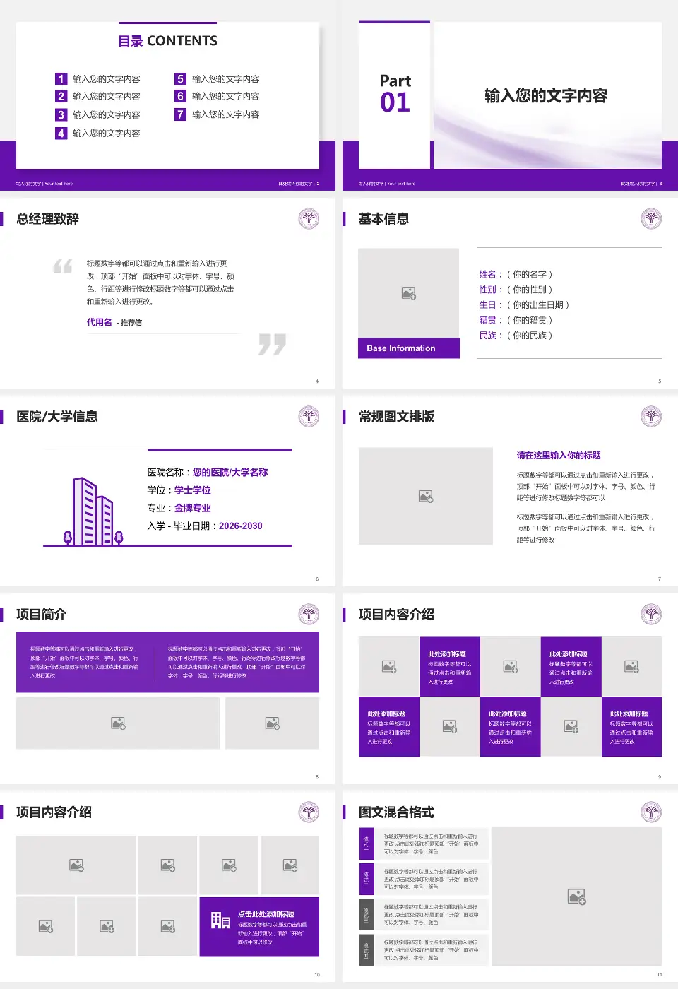 清华大学玉泉医院个人求职应聘简历PPT模板16:9格式幻灯片预览图2
