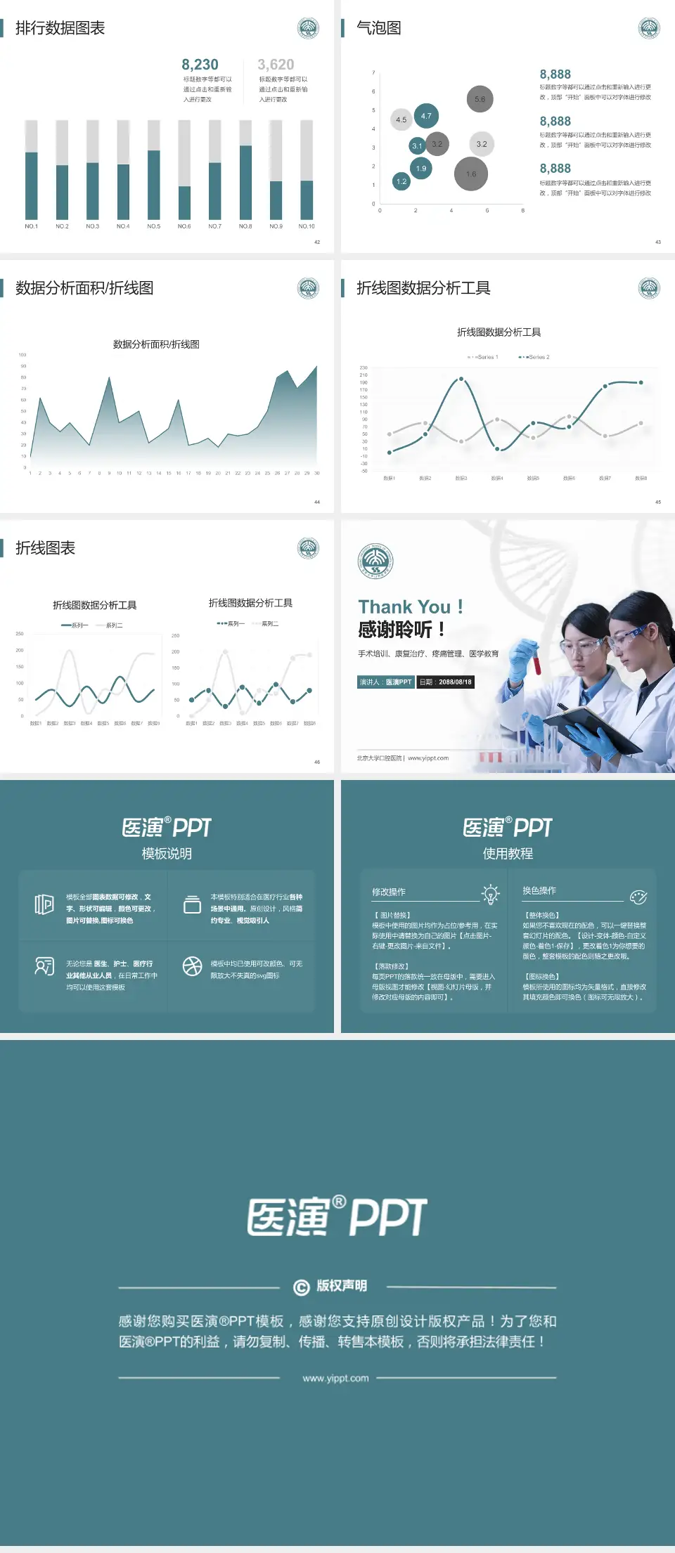 北京大学口腔医院科研成果展示PPT模板4:3格式幻灯片预览图6