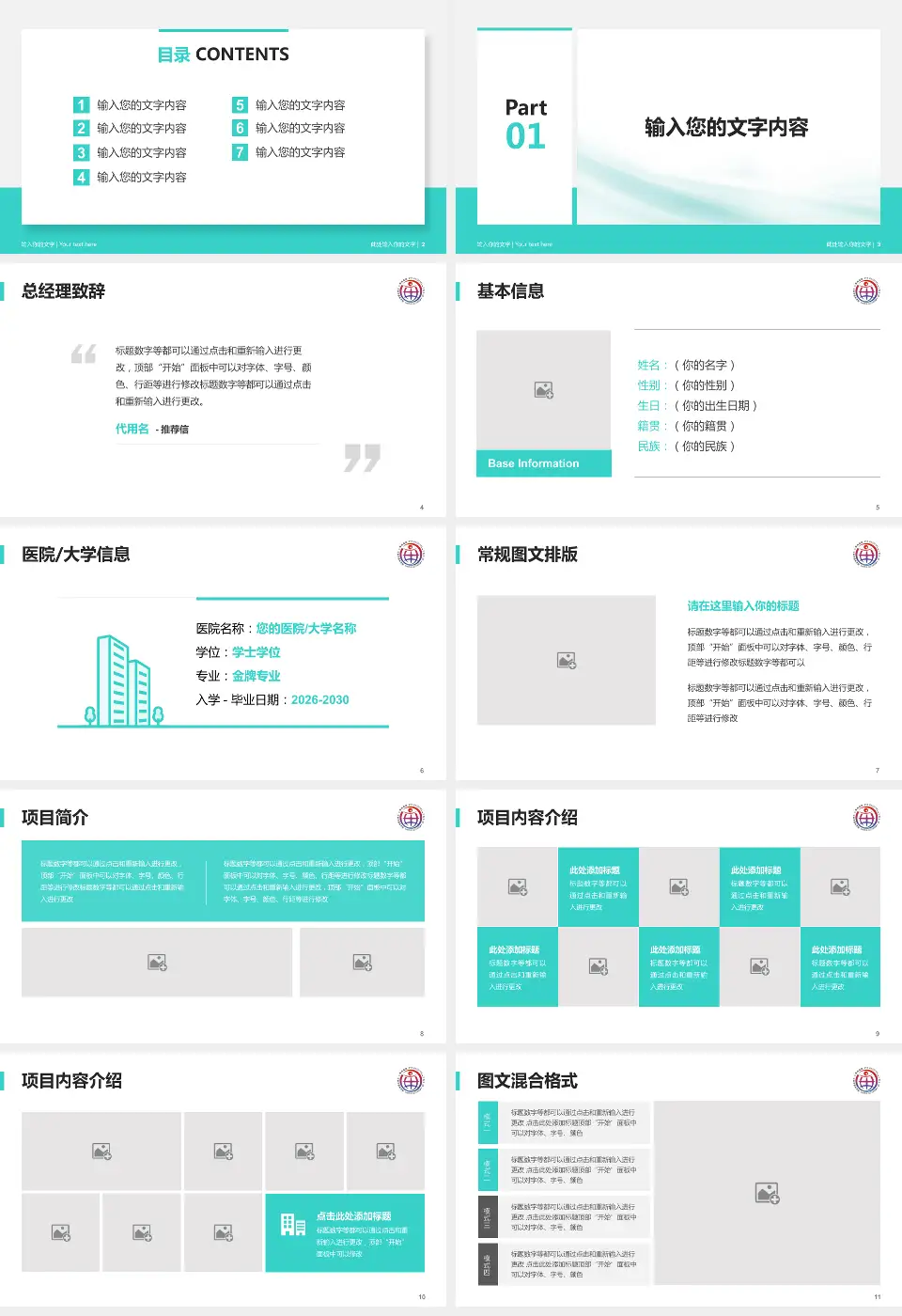 中国中医科学院眼科医院个人求职应聘简历PPT模板16:9格式幻灯片预览图2