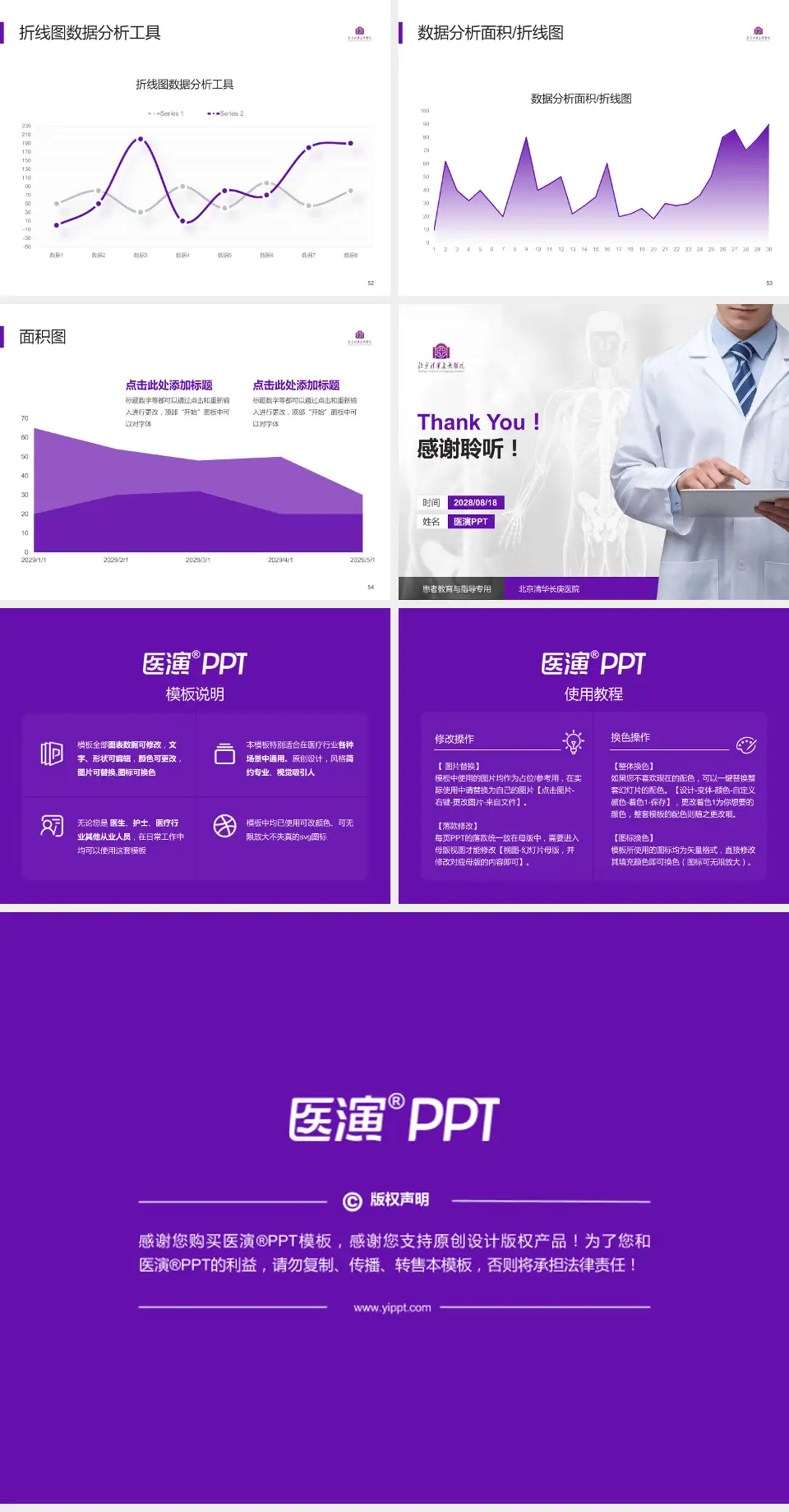 北京清华长庚医院患者教育与指导PPT模板4:3格式幻灯片预览图7