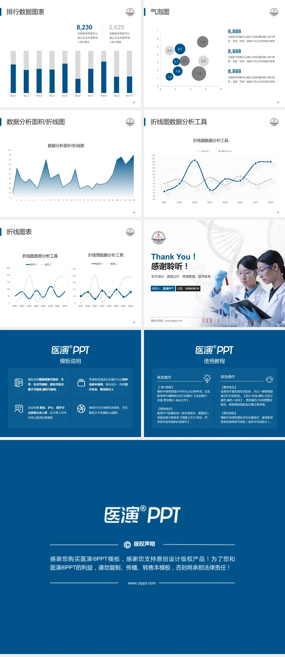 民航总医院科研成果展示PPT模板4:3格式幻灯片预览图6