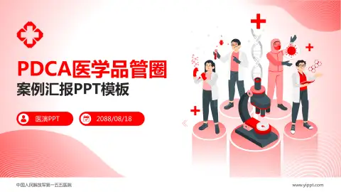 中国人民解放军第一五五医院品管圈PDCA演示专用PPT模板