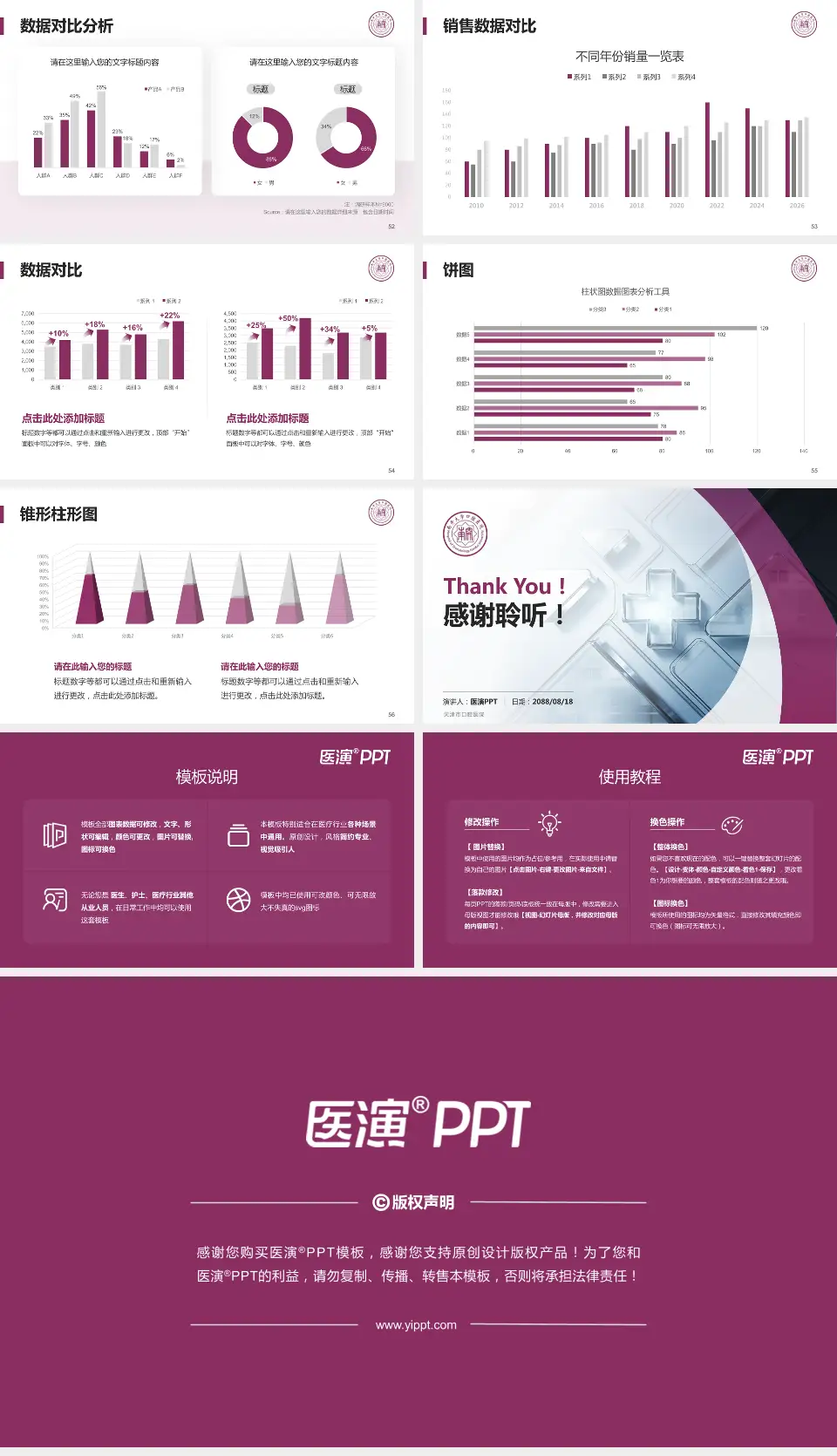天津市口腔医院医疗行业比赛专用PPT模板16:9格式幻灯片预览图7