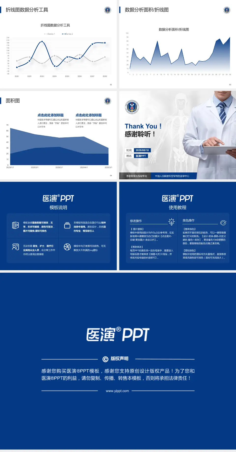 中国人民解放军空军特色医学中心患者教育与指导PPT模板4:3格式幻灯片预览图7