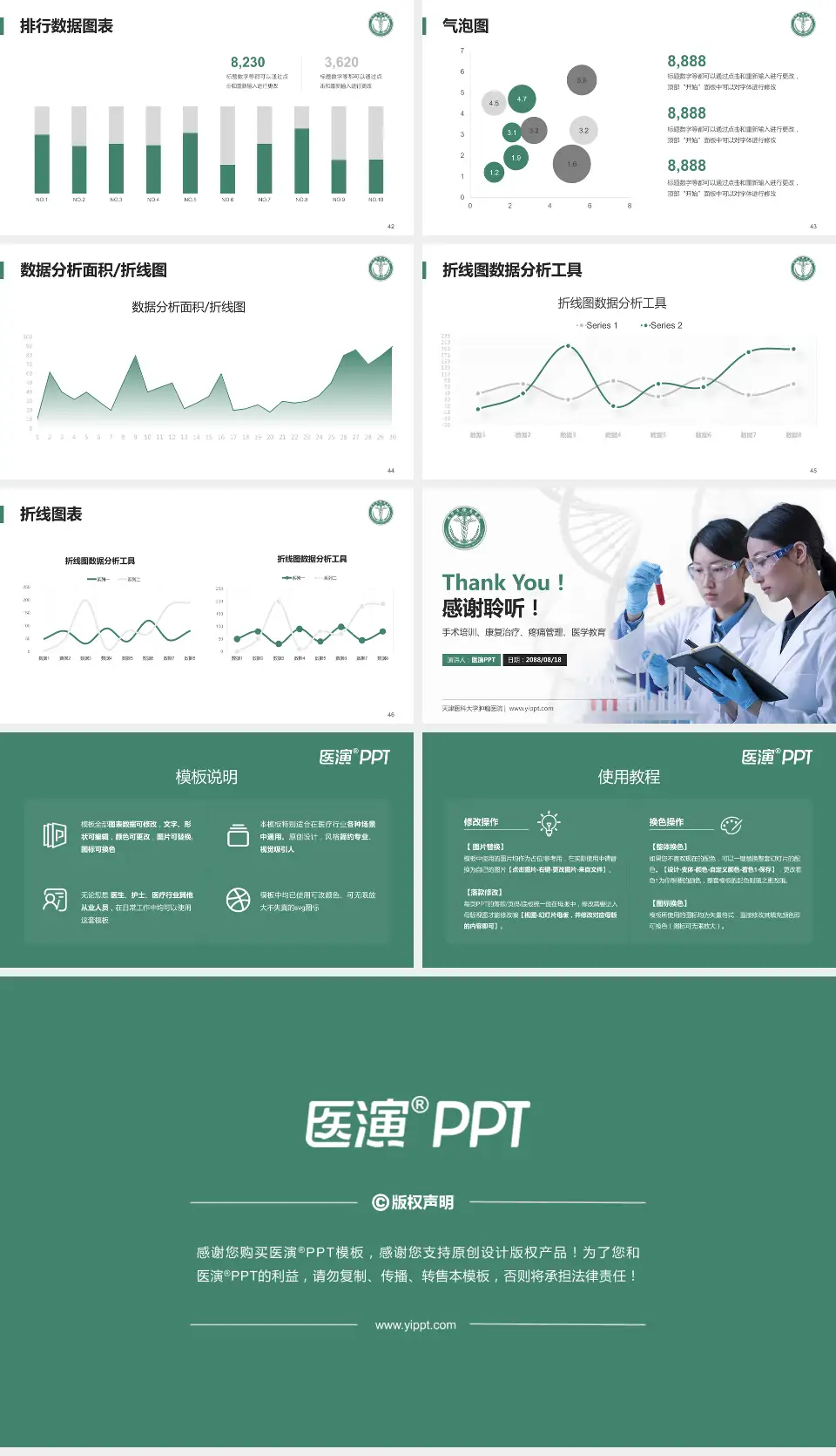 天津医科大学肿瘤医院科研成果展示PPT模板16:9格式幻灯片预览图6
