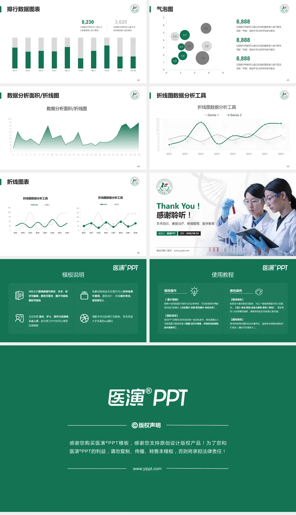 黄石市第二医院科研成果展示PPT模板16:9格式幻灯片预览图6