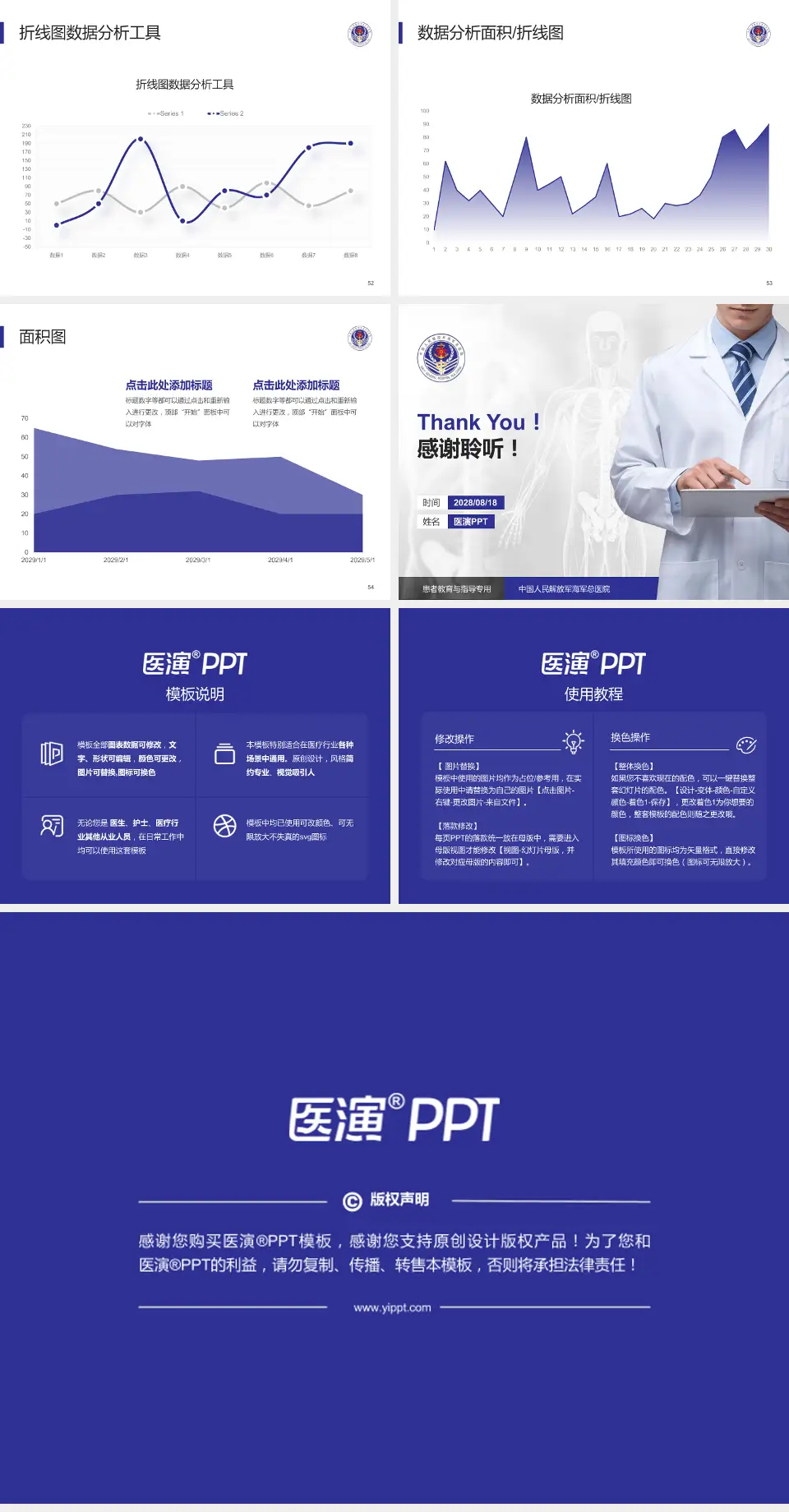 中国人民解放军海军总医院患者教育与指导PPT模板4:3格式幻灯片预览图7