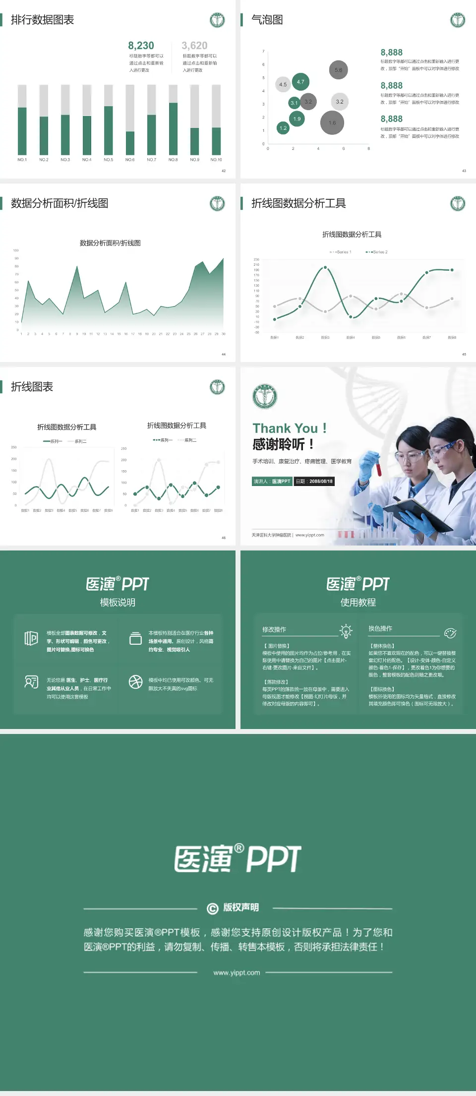 天津医科大学肿瘤医院科研成果展示PPT模板4:3格式幻灯片预览图6