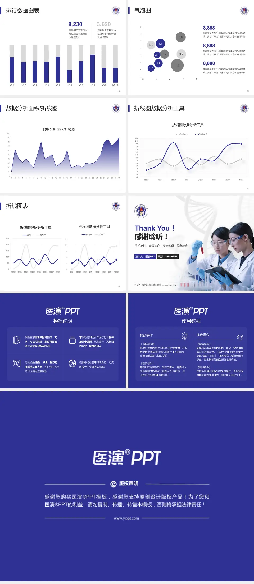 中国人民解放军海军总医院科研成果展示PPT模板4:3格式幻灯片预览图6