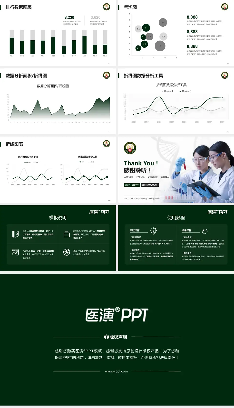 中国人民解放军火箭军总医院科研成果展示PPT模板16:9格式幻灯片预览图6