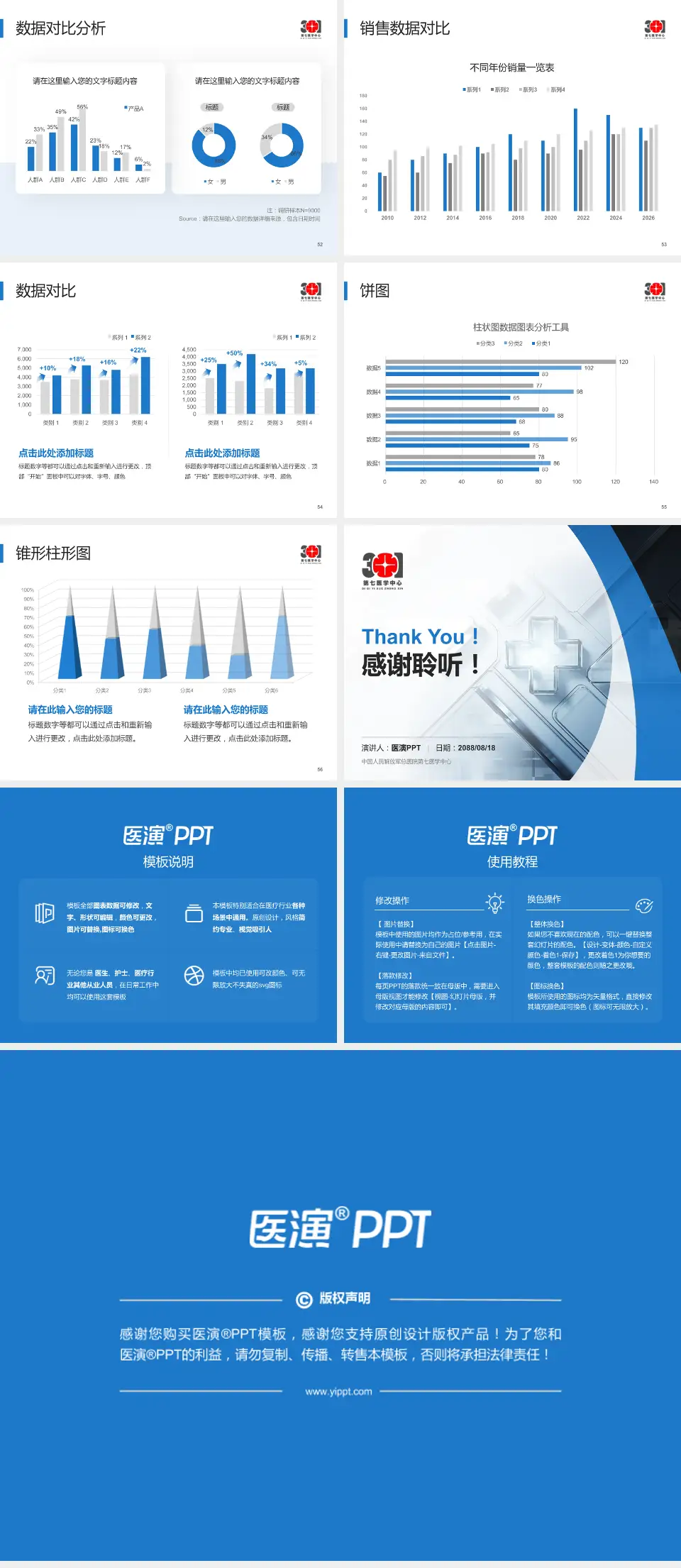中国人民解放军总医院第七医学中心医疗行业比赛专用PPT模板4:3格式幻灯片预览图7