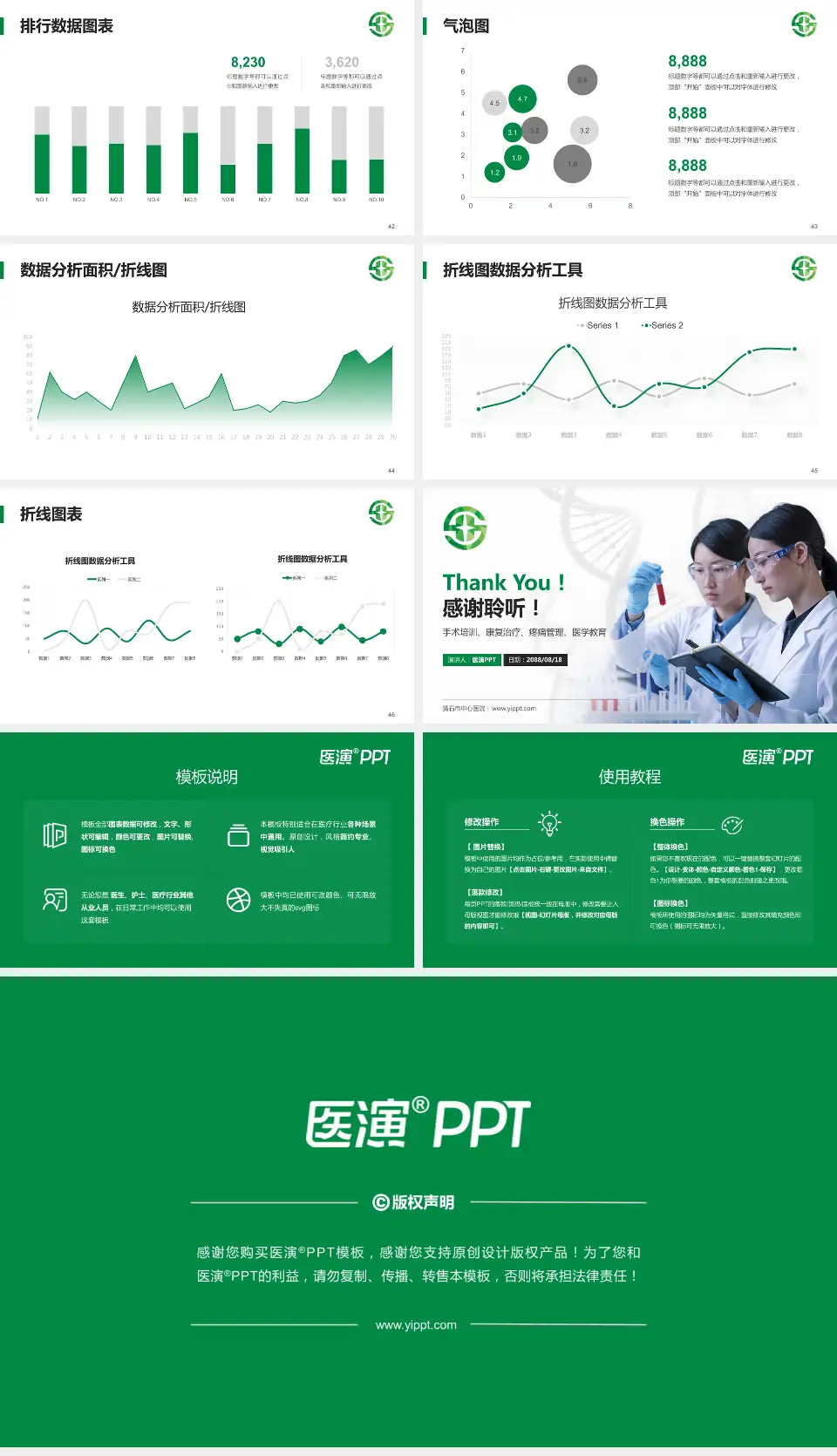 黄石市中心医院科研成果展示PPT模板16:9格式幻灯片预览图6