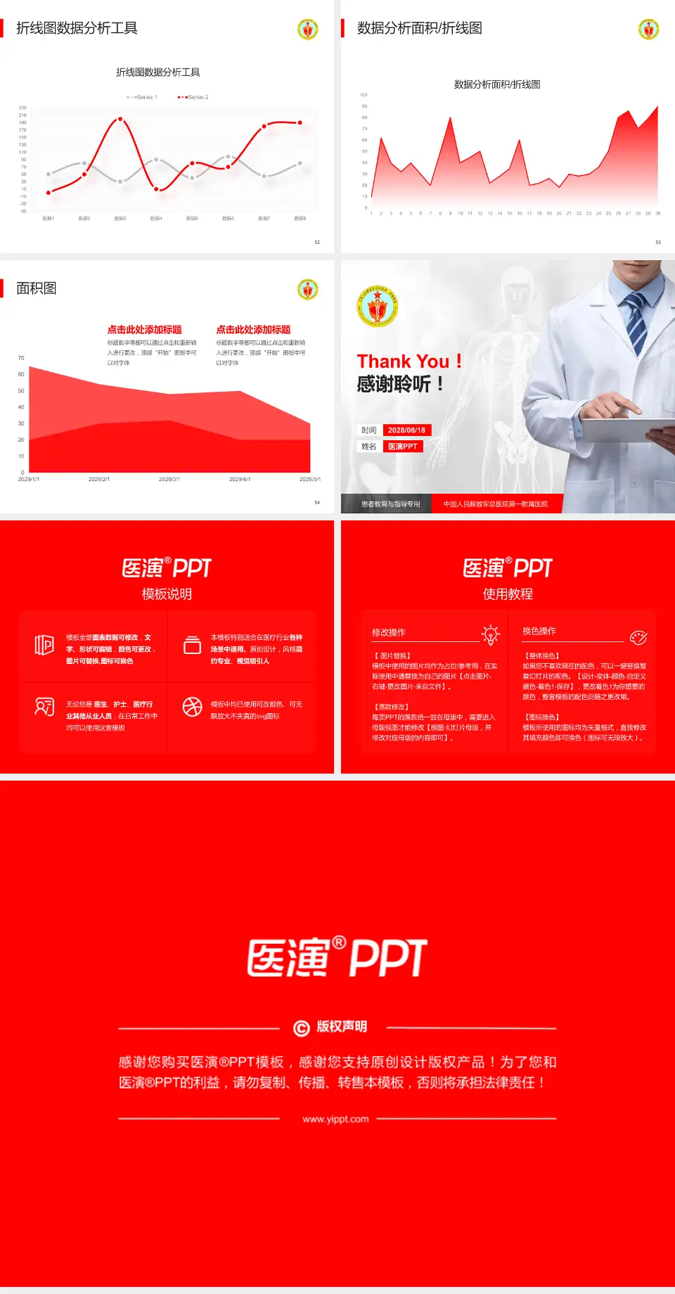 中国人民解放军总医院第一附属医院患者教育与指导PPT模板4:3格式幻灯片预览图7