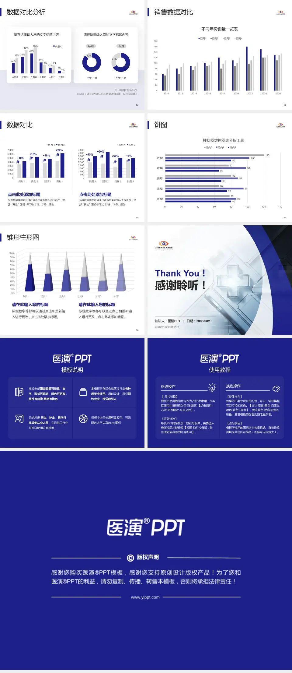 天津医科大学眼科医院医疗行业比赛专用PPT模板4:3格式幻灯片预览图7