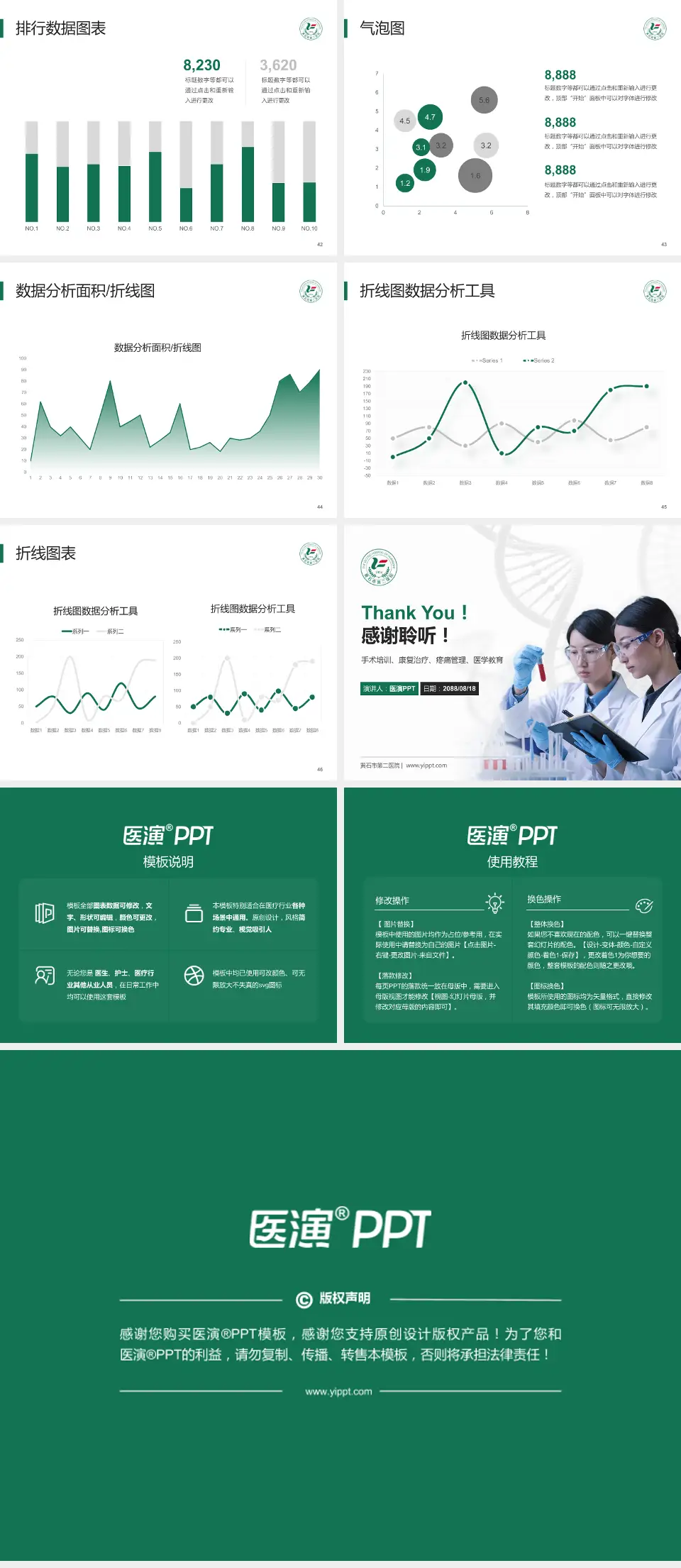 黄石市第二医院科研成果展示PPT模板4:3格式幻灯片预览图6