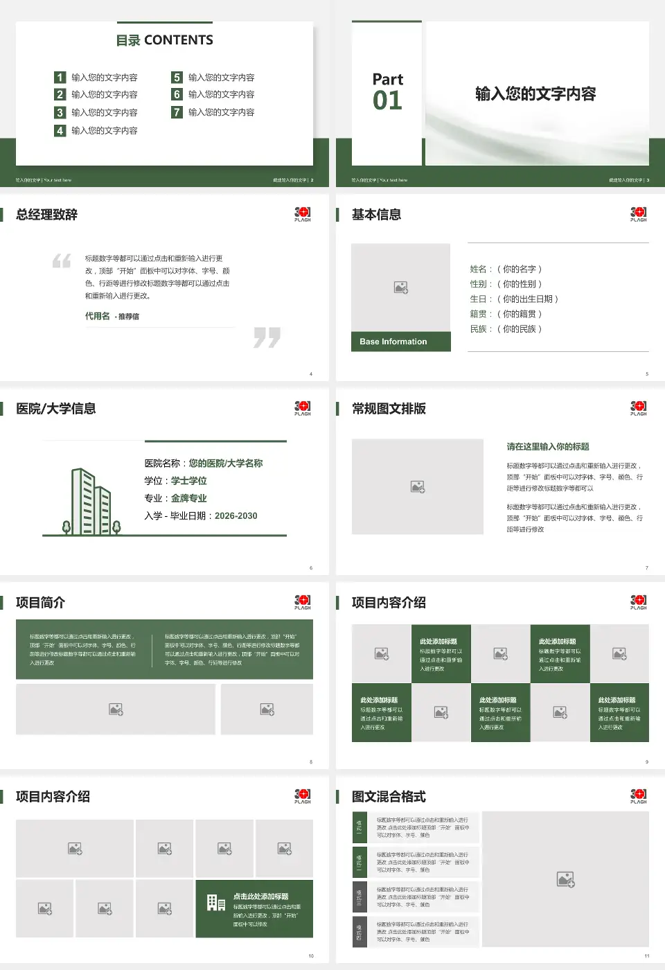 中国人民解放军总医院个人求职应聘简历PPT模板16:9格式幻灯片预览图2