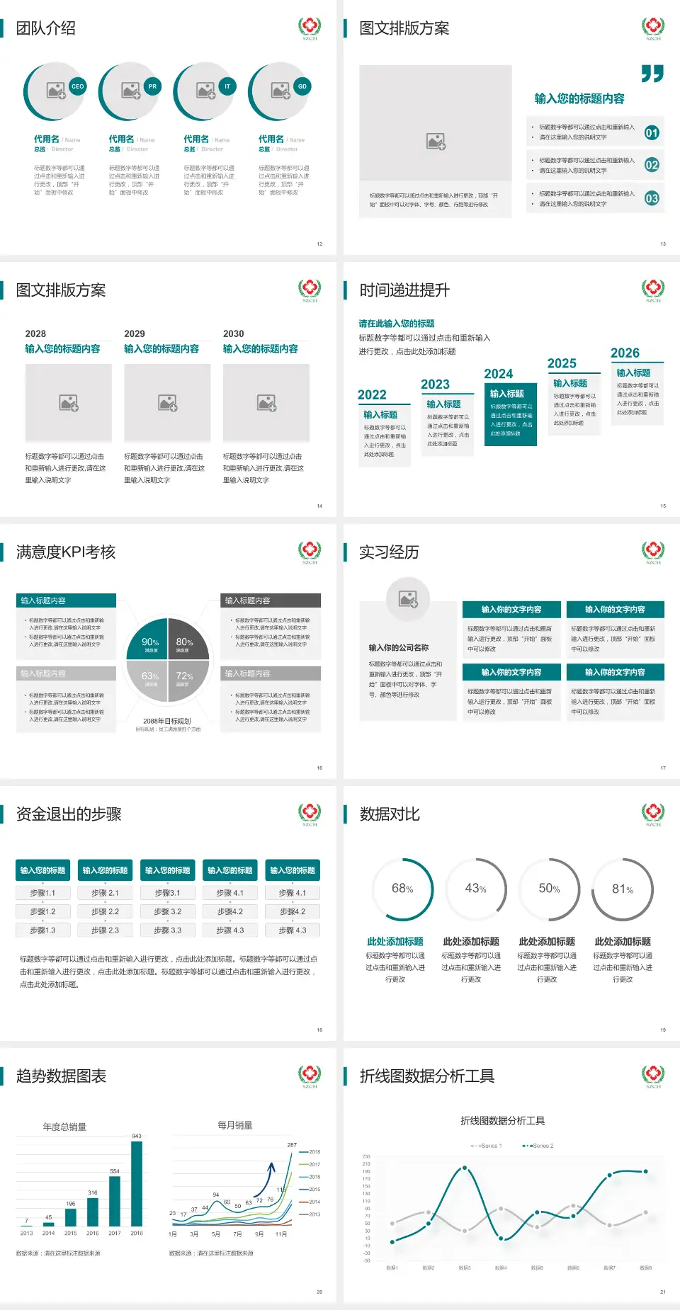 随州市中心医院培训与教育PPT模板4:3格式幻灯片预览图3