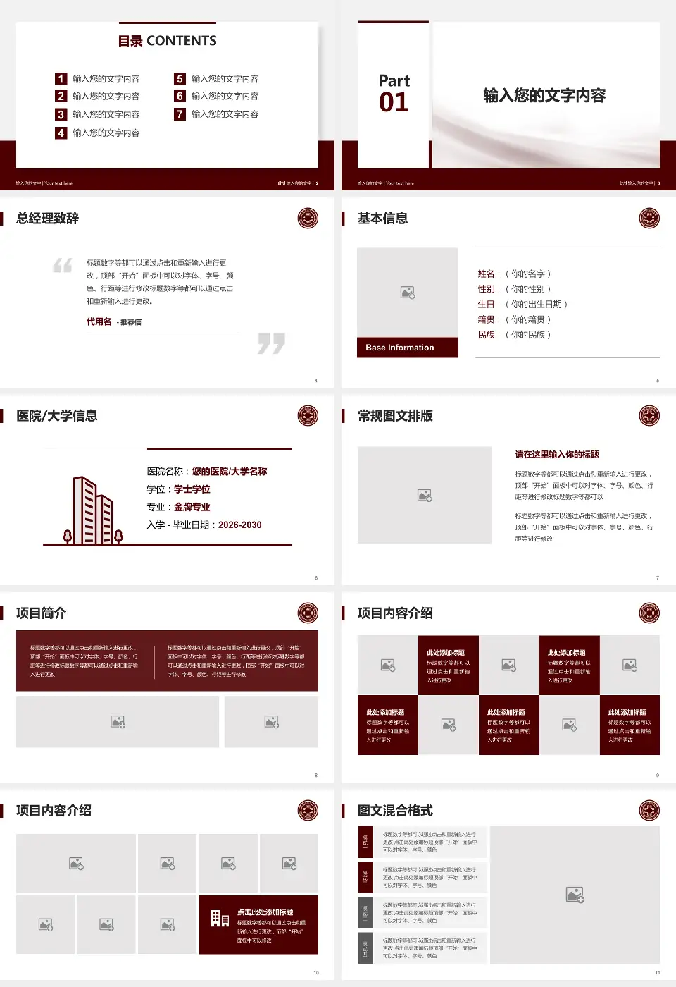 鄂州市中医院个人求职应聘简历PPT模板16:9格式幻灯片预览图2