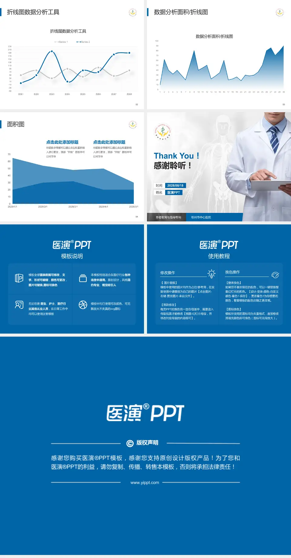 鄂州市中心医院患者教育与指导PPT模板4:3格式幻灯片预览图7