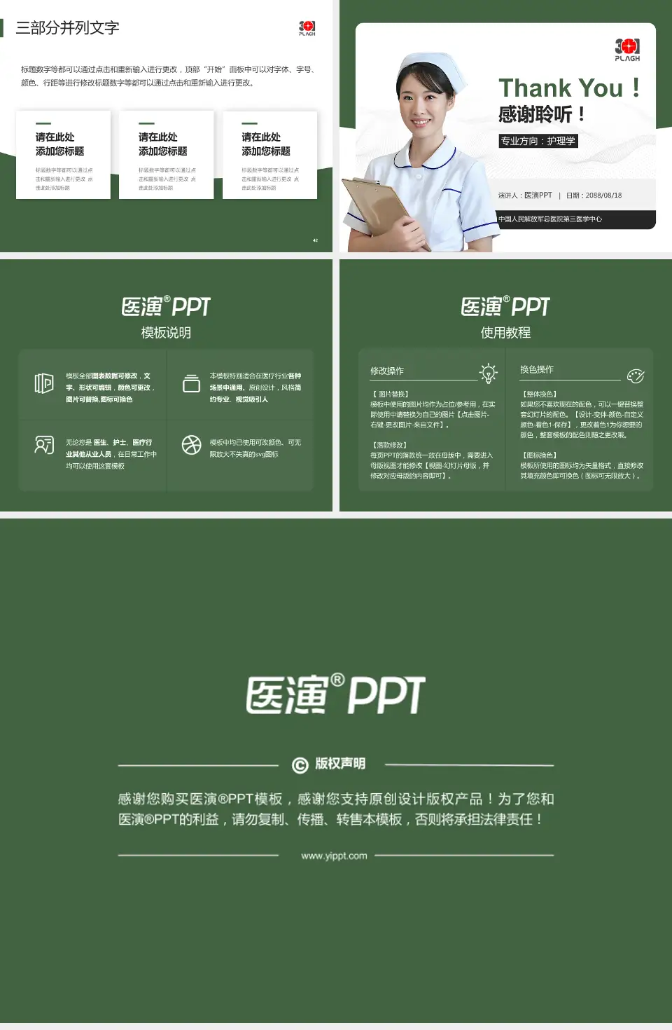 中国人民解放军总医院第三医学中心护理专业职业生涯规划PPT模板4:3格式幻灯片预览图6