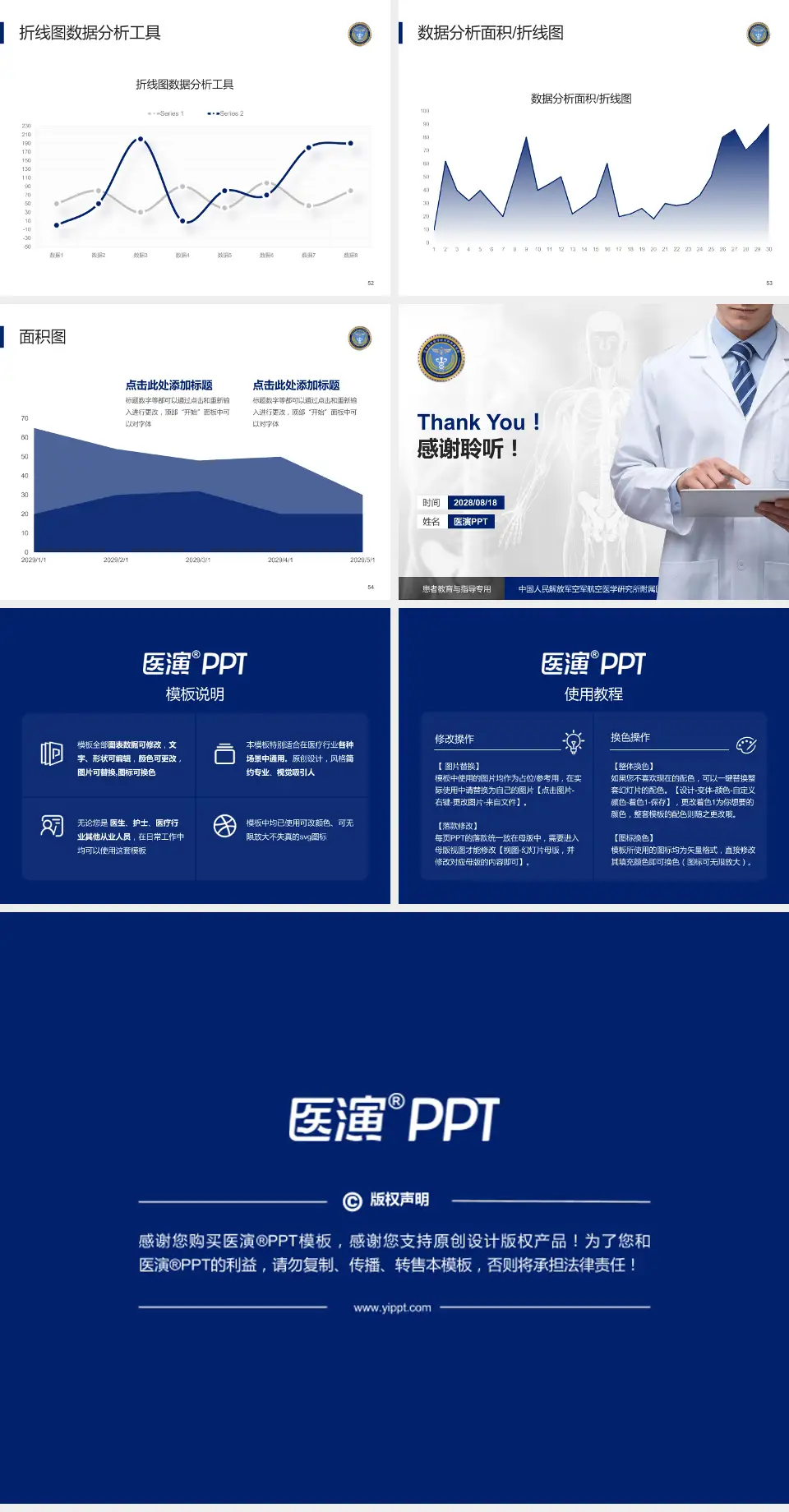 中国人民解放军空军航空医学研究所附属医院患者教育与指导PPT模板4:3格式幻灯片预览图7