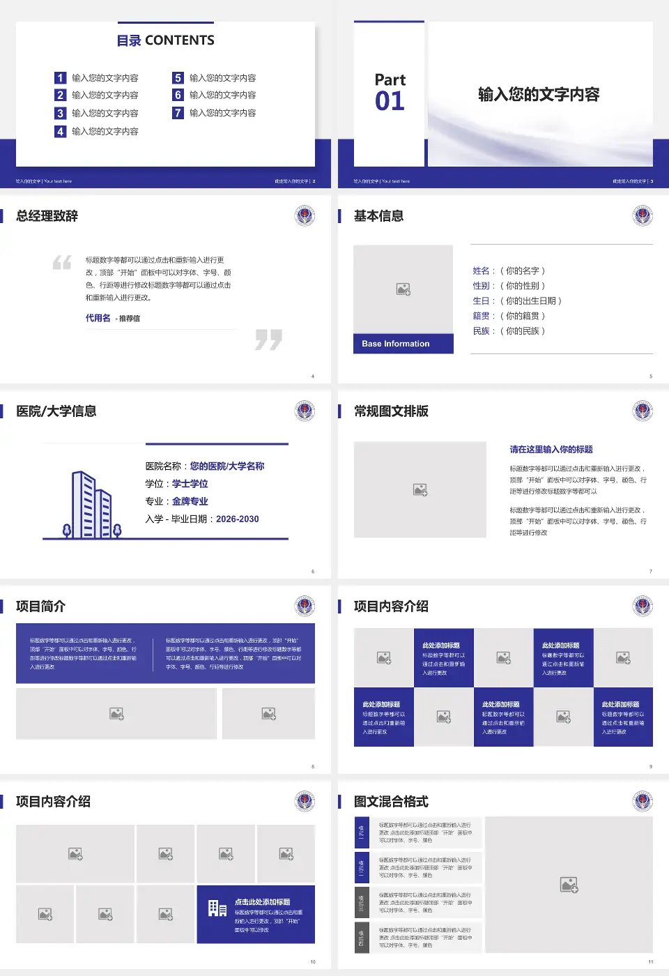 中国人民解放军海军总医院个人求职应聘简历PPT模板16:9格式幻灯片预览图2
