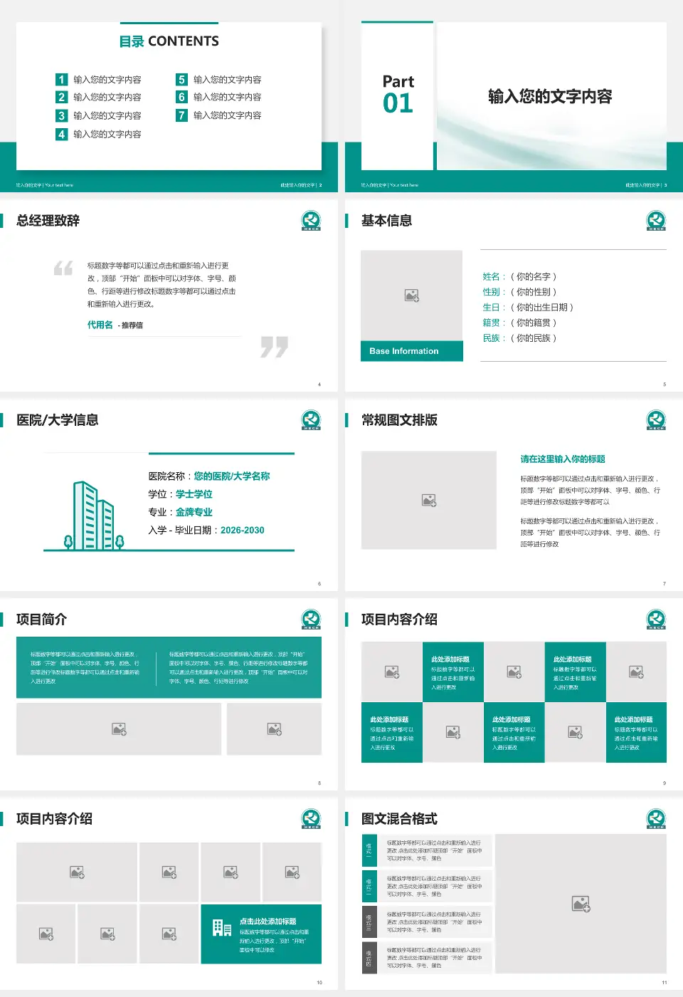 湖北省肿瘤医院个人求职应聘简历PPT模板16:9格式幻灯片预览图2