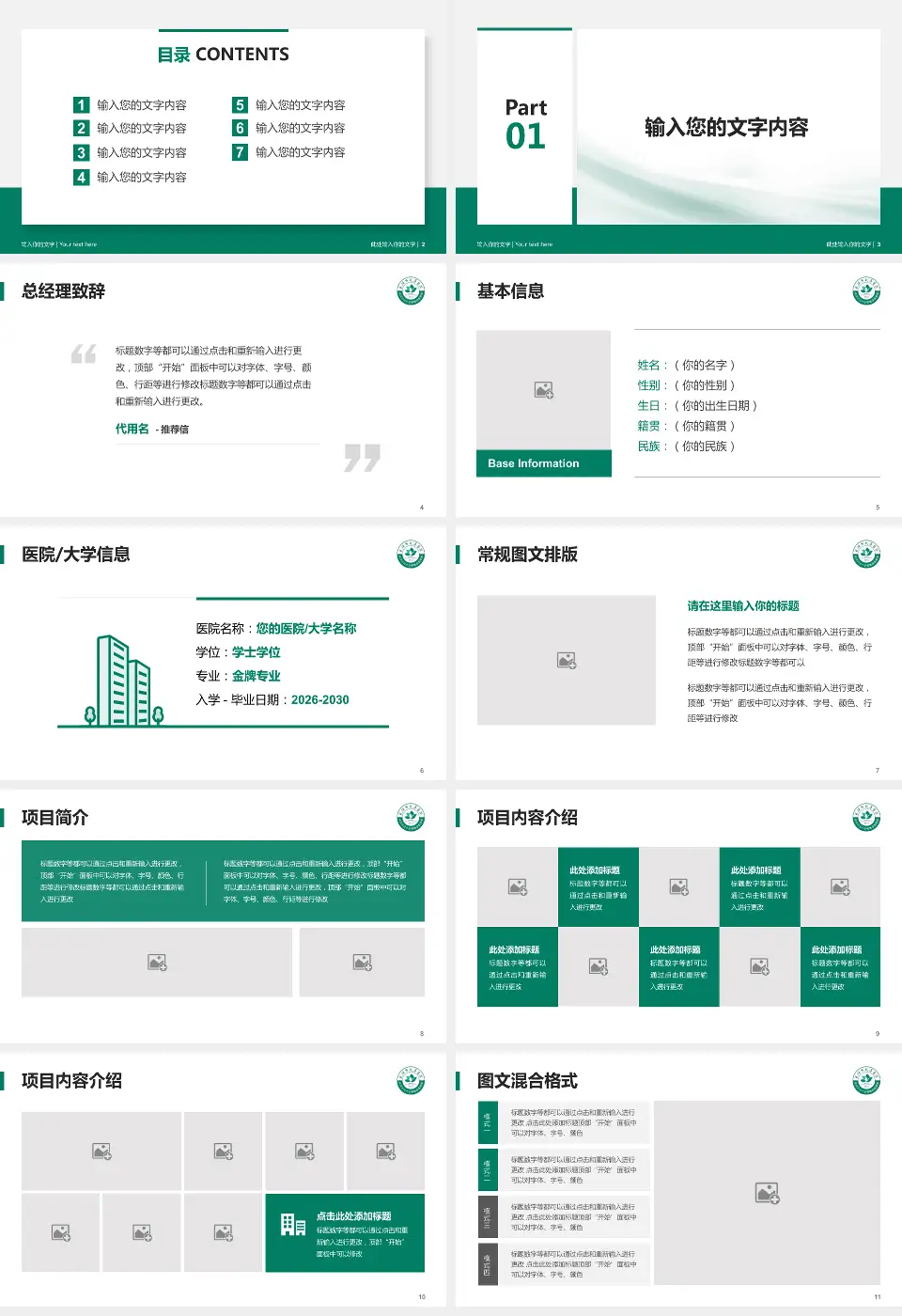 武汉市武昌医院西区个人求职应聘简历PPT模板16:9格式幻灯片预览图2