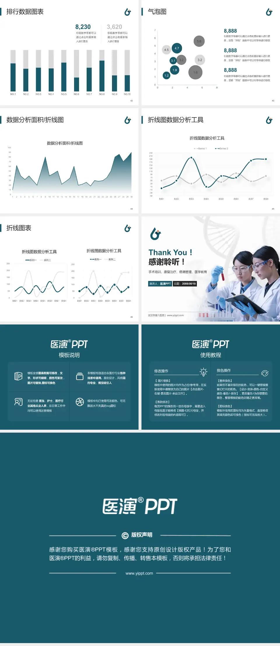 武汉市第六医院科研成果展示PPT模板4:3格式幻灯片预览图6