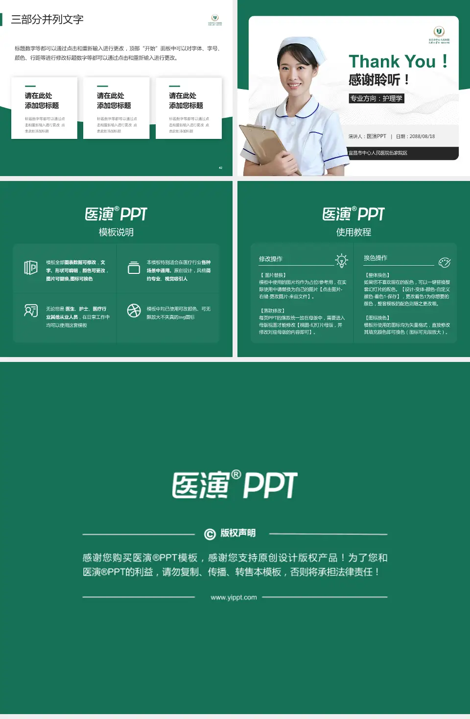 宜昌市中心人民医院伍家院区护理专业职业生涯规划PPT模板4:3格式幻灯片预览图6