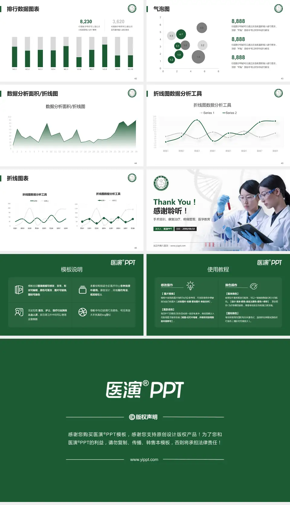 武汉市第八医院科研成果展示PPT模板16:9格式幻灯片预览图6