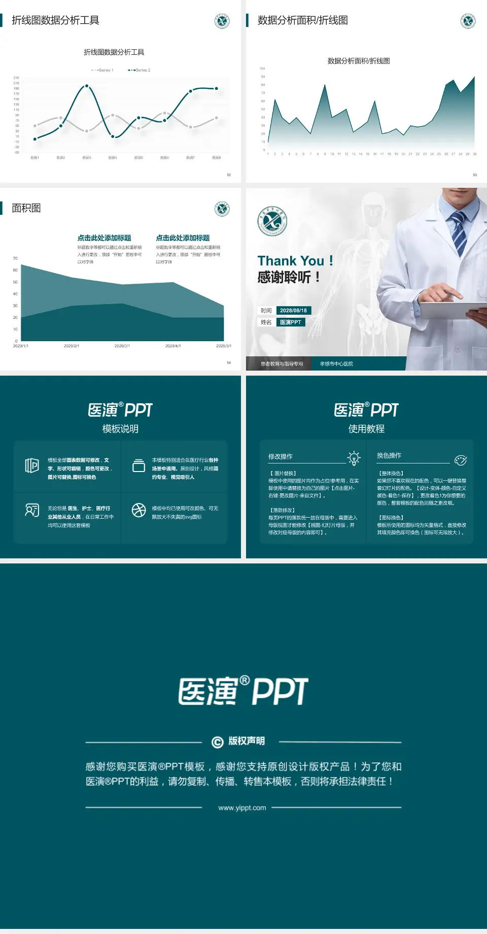 孝感市中心医院患者教育与指导PPT模板4:3格式幻灯片预览图7