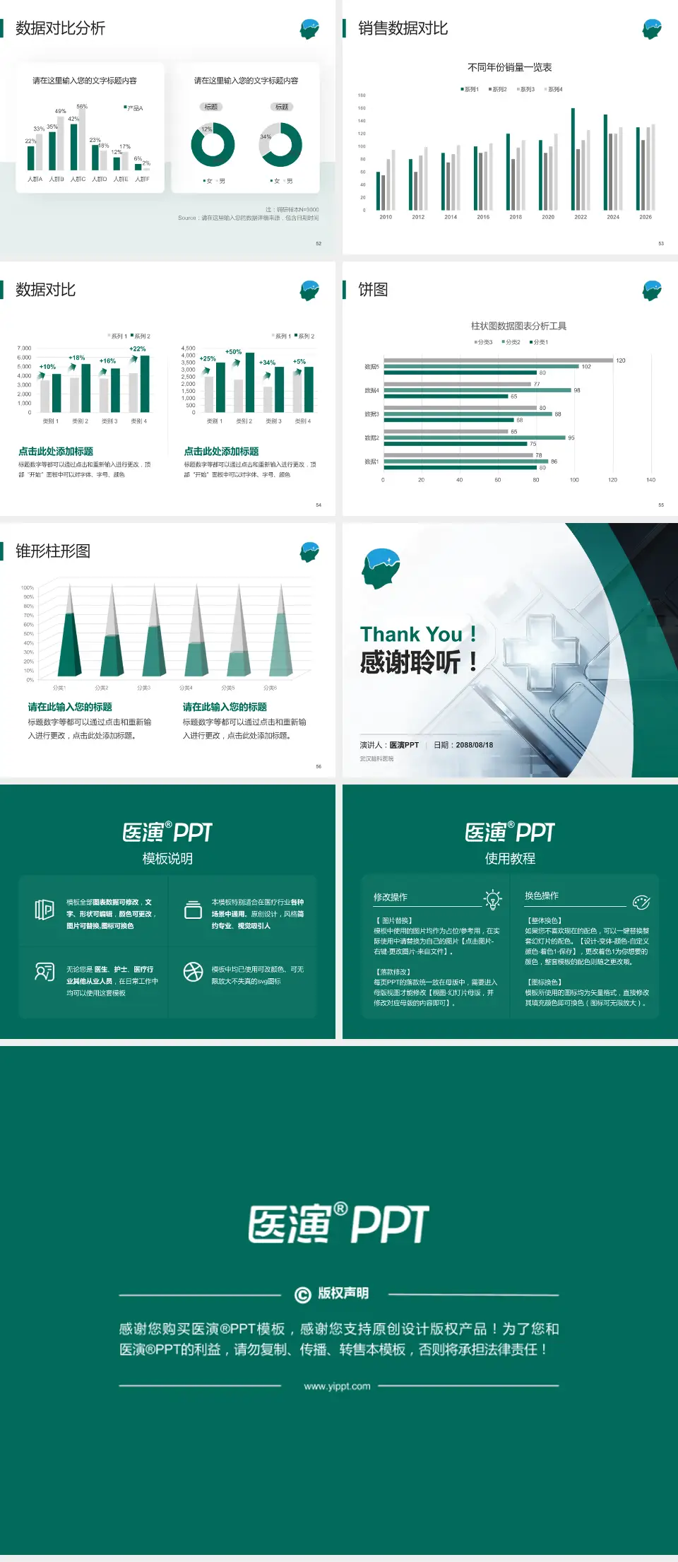 武汉脑科医院医疗行业比赛专用PPT模板4:3格式幻灯片预览图7