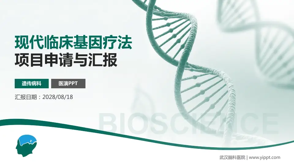 武汉脑科医院项目申请与汇报PPT模板16:9格式PPT封面效果预览图