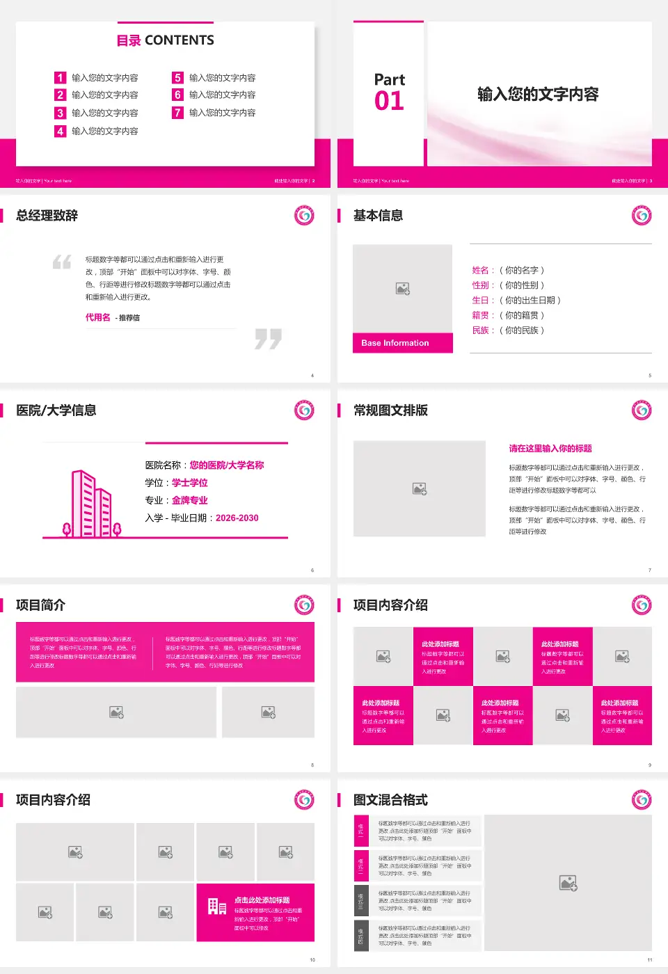 湖北省妇幼保健院个人求职应聘简历PPT模板16:9格式幻灯片预览图2