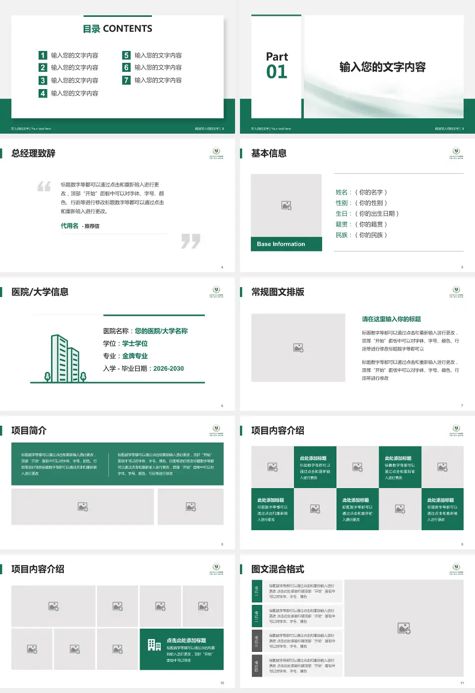宜昌市中心人民医院伍家院区个人求职应聘简历PPT模板16:9格式幻灯片预览图2