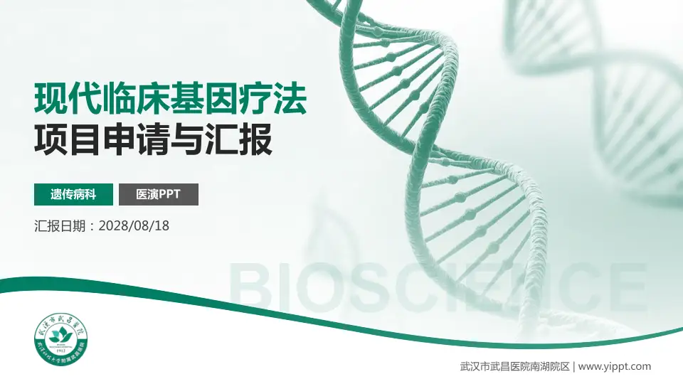 武汉市武昌医院南湖院区项目申请与汇报PPT模板16:9格式PPT封面效果预览图